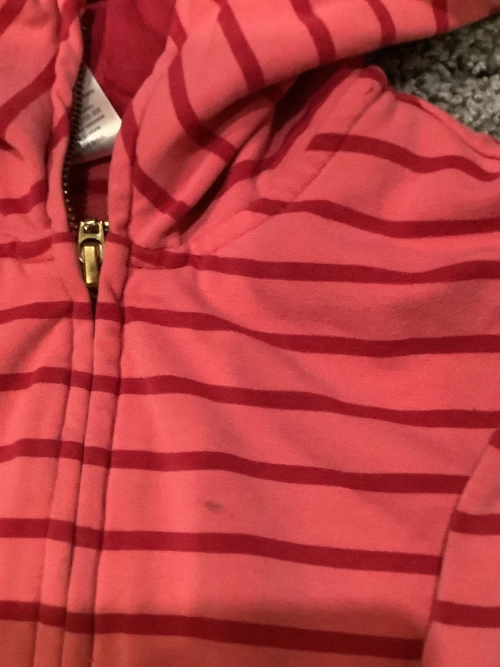 Gymboree Coral & Dark Pink Striped Hooded Zip Jacket